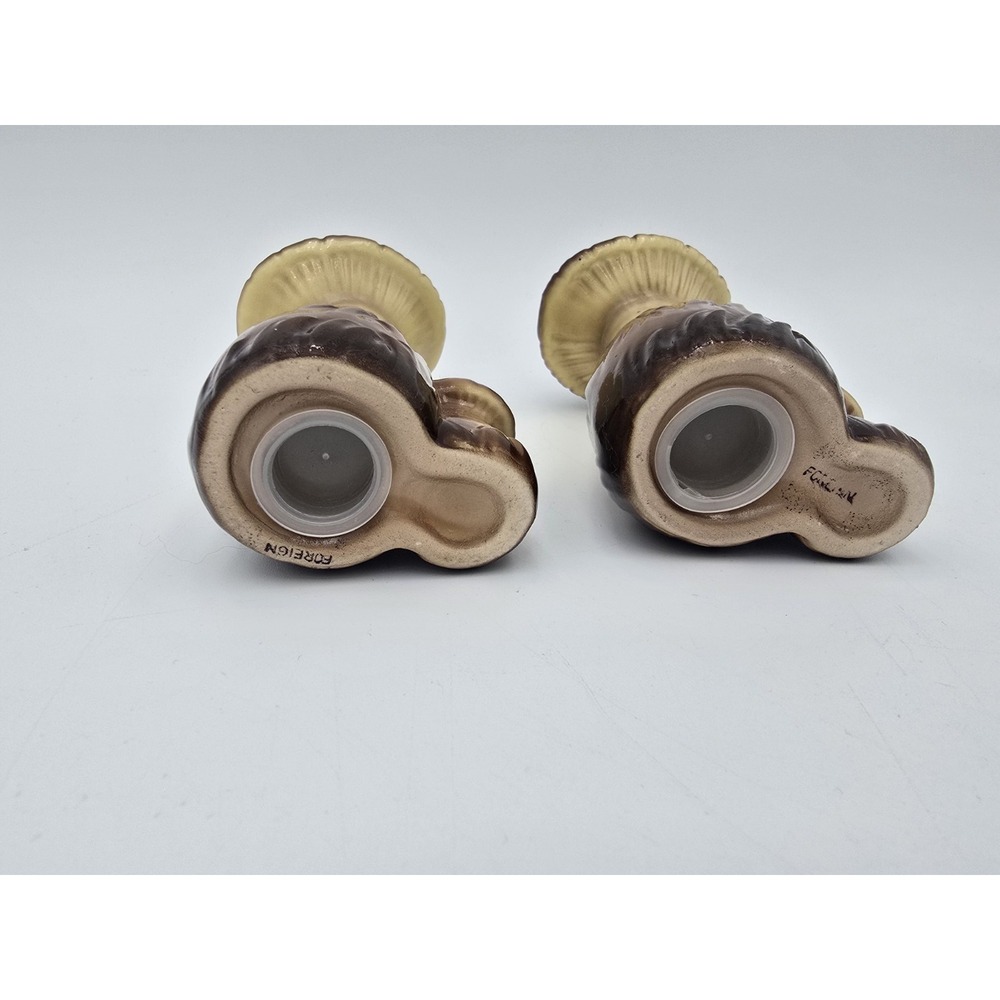2 Sets Ceramic Vintage Mushroom Salt and Pepper Shakers 1 Mismatched Brown Green - Picture 7 of 14